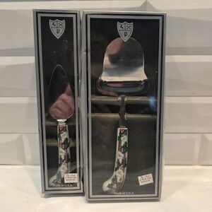 Sheffield Christmas White Calla Lilies Stainless‎ 2-piece Cheese Plane & Server